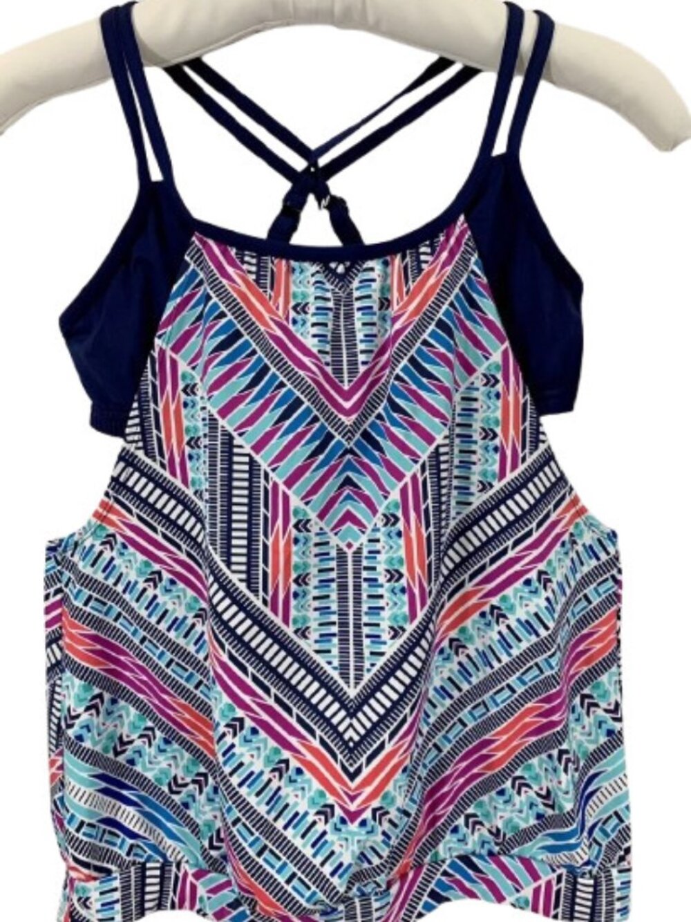 Jag Jeans Womens Chevron print Cross back Tankini Top